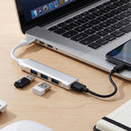 Usb To Four Port Usb Hub Multi Interface Adapter For Laptop And Computer (1 Pc)