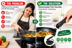 Detachable Pan Handle with One-Touch Lock – Black
