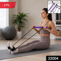 Fitness Exercise Tube Rod Gym Equipment Pilates Bar With Resistance Bands (2 Pc)