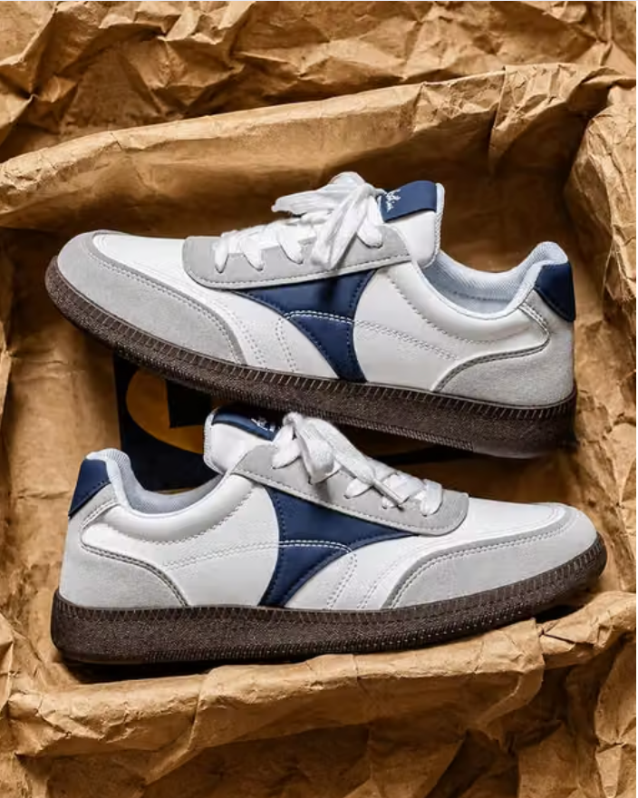 Men's Stylish White Navy Grey Casual Sneakers