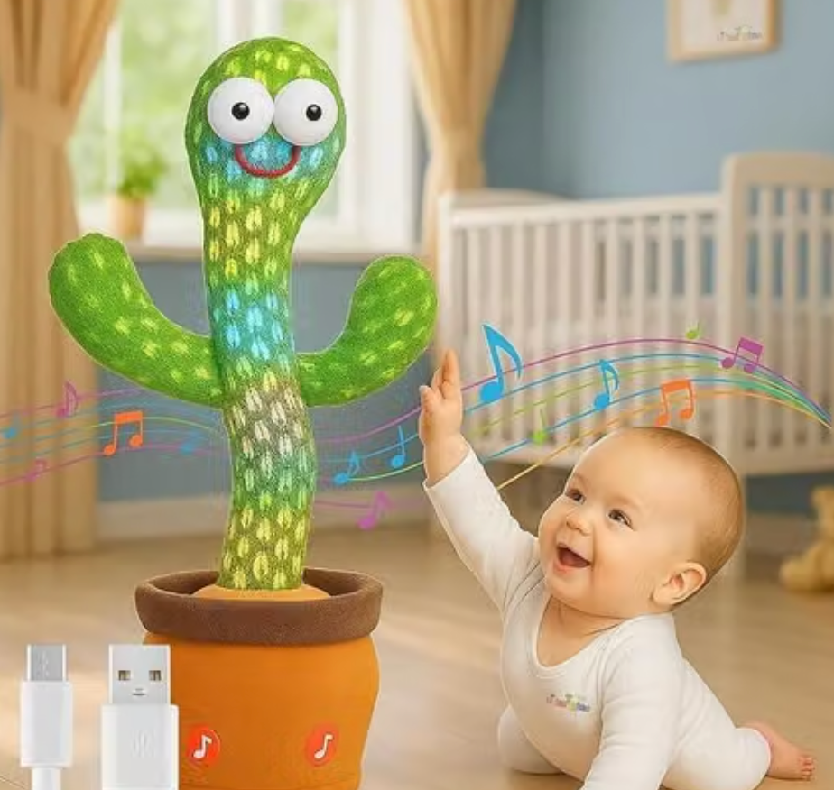 Dancing Cactus Toy Kids Talking Singing Wriggle Children Plush Electronic Toys Baby Voice Recording Repeats What baby Say LED Lights ,Wriggling Electronic Toy for Kids & Toddlers, Gift for Boys & Girls by PACKNSTORE