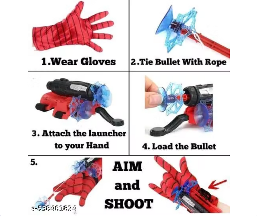Spider Web Shooters Toy for Kids – Hero Launcher Wrist Toy Set | Fun & Educational | Sticky Wall Soft Bomb for Cosplay & Interactive Play | Birthday Gift (Pack of 1, Red)
