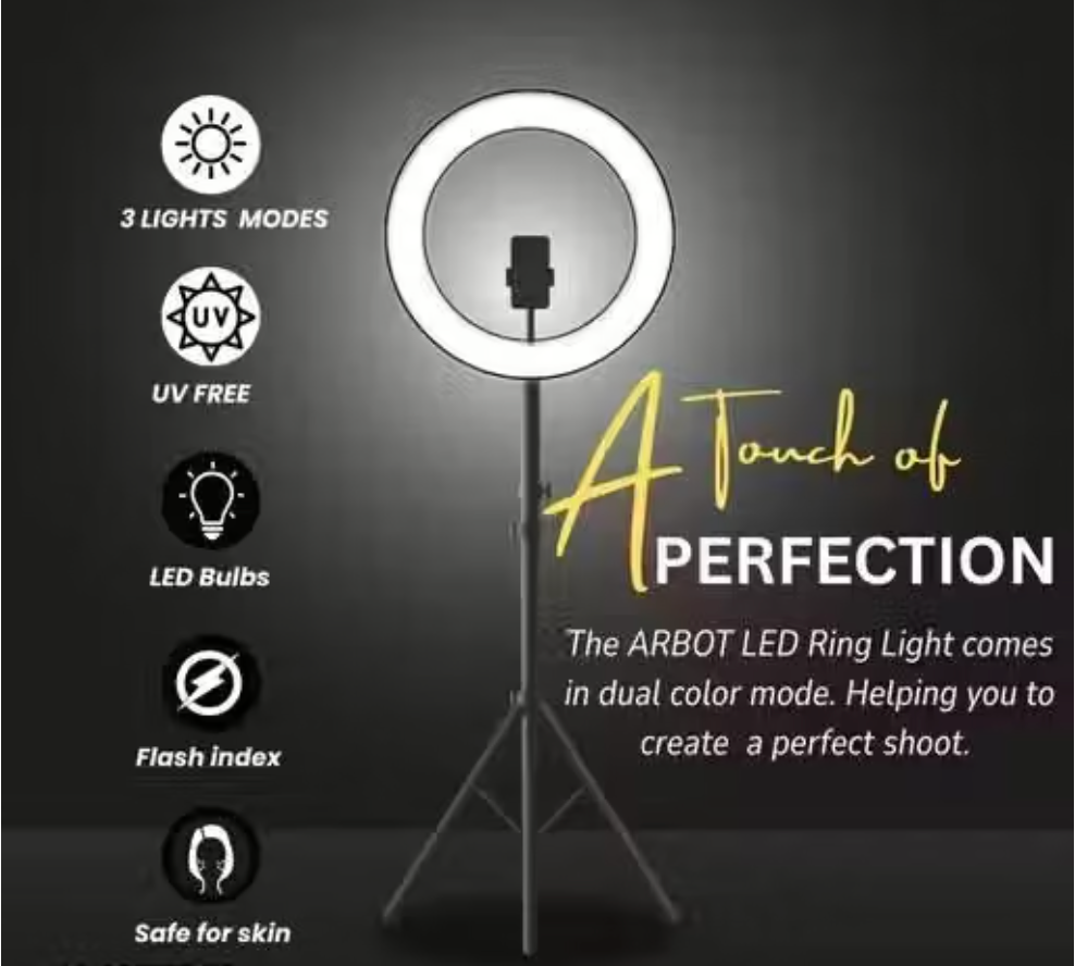 10 Inch LED Ring Light Kit with 7 Feet Heavy-Duty Tripod