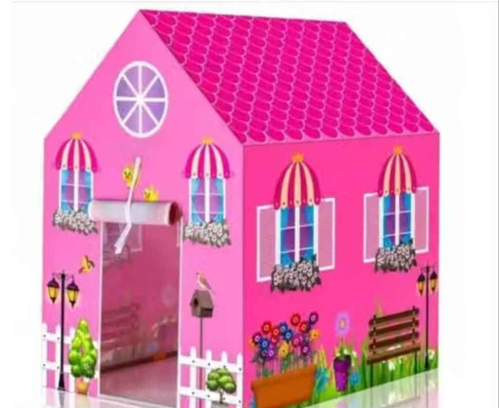 KENISH DollNest D-03™ – Jumbo Large Kids Play Tent House | Lightweight Waterproof Indoor & Outdoor Playhouse for Girls & Boys Ages 3–12 | Pink Doll House Theme | Foldable Kids Activity Tent