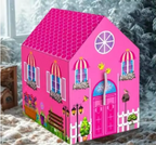 KENISH DollNest D-03™ – Jumbo Large Kids Play Tent House | Lightweight Waterproof Indoor & Outdoor Playhouse for Girls & Boys Ages 3–12 | Pink Doll House Theme | Foldable Kids Activity Tent