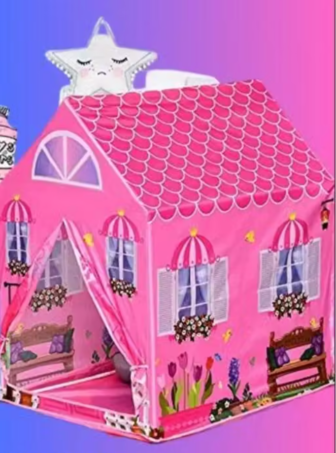 KENISH DollNest D-03™ – Jumbo Large Kids Play Tent House | Lightweight Waterproof Indoor & Outdoor Playhouse for Girls & Boys Ages 3–12 | Pink Doll House Theme | Foldable Kids Activity Tent