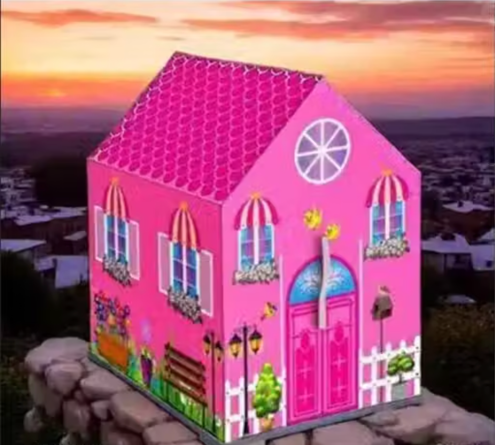 KENISH DollNest D-03™ – Jumbo Large Kids Play Tent House | Lightweight Waterproof Indoor & Outdoor Playhouse for Girls & Boys Ages 3–12 | Pink Doll House Theme | Foldable Kids Activity Tent