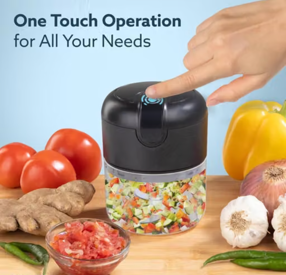 Rechargeable Mini Electric Chopper 250ML | Vegetable, Onion & Garlic Cutter | Stainless Steel Blade Kitchen Chopper for Quick Food Preparation | Compact Portable Food Processor – KENISH MART