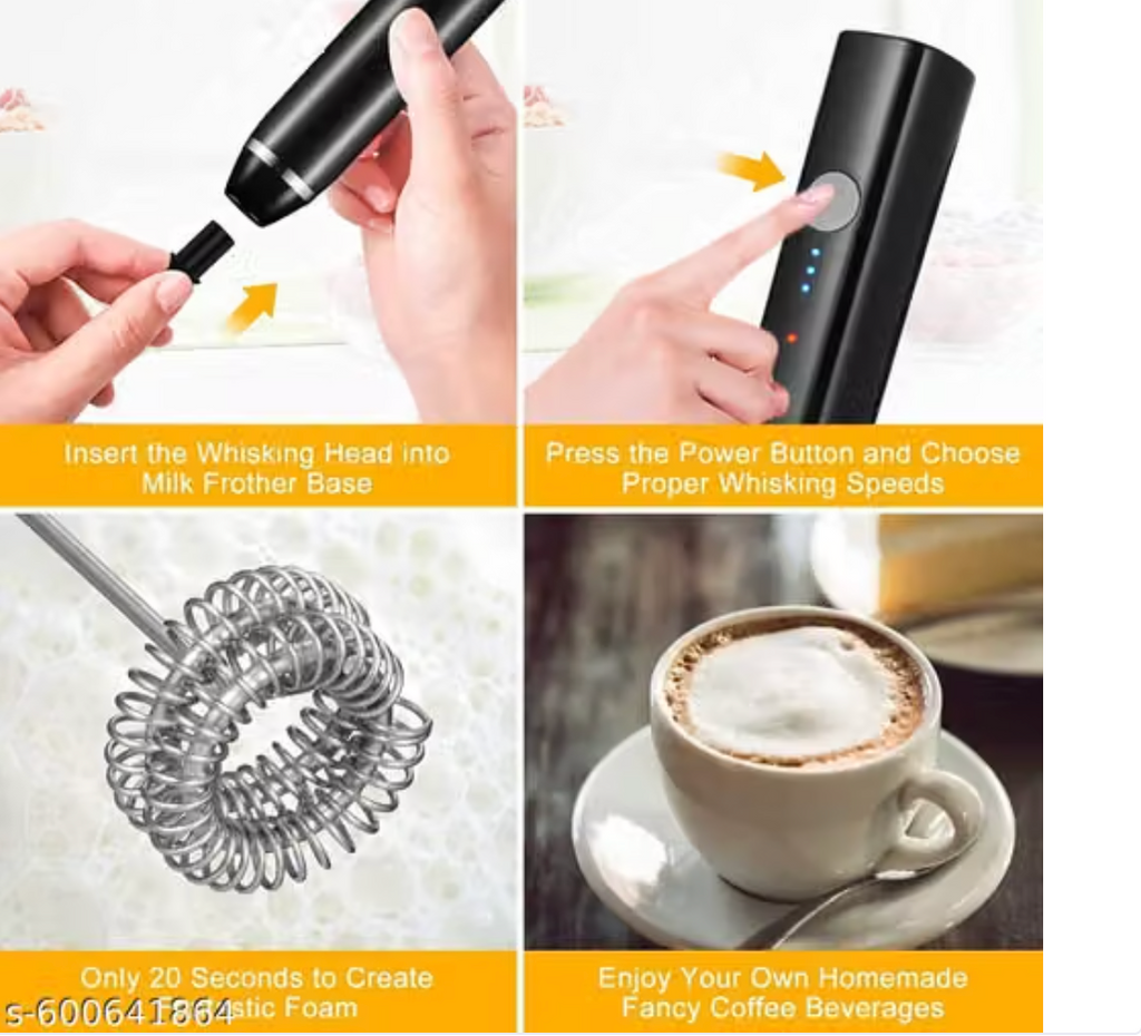 Mini Electric Handheld Whisk Mixer | USB Rechargeable Egg Beater & Coffee Frother | Portable Beverage Mixer for Eggs, Coffee, Shakes & Supplements | Compact Kitchen Whisk – KENISH STORE