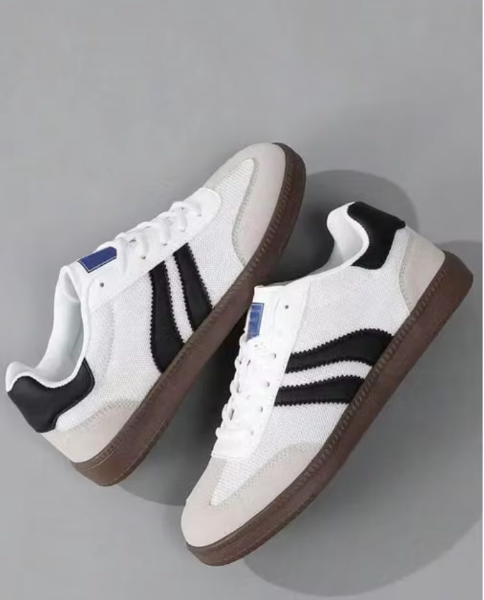 Comfort Men's White & Black Casual Sneakers