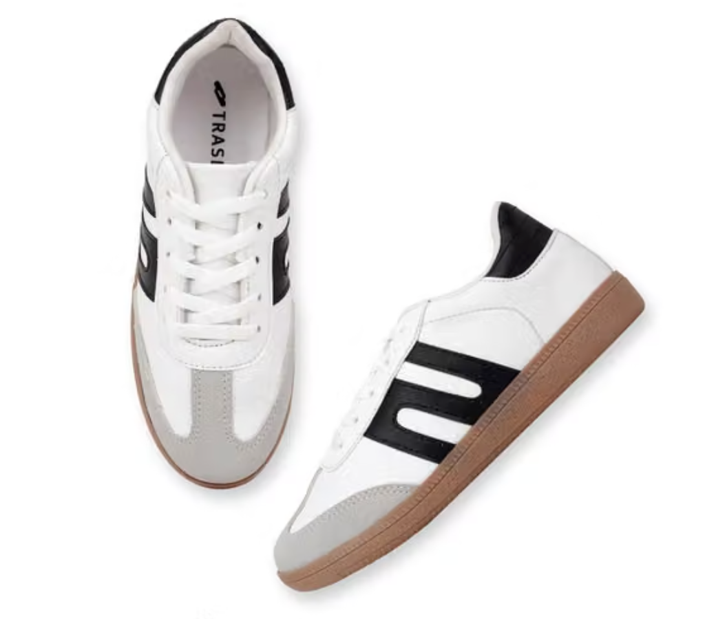 Trase Casual Sneaker Shoes For Women | Soft Cushioned Insole | Sneakers For Woman | Lightweight | Comfortable | Stylish, Trendy Girls And Women Sneakers With Laces (42139, BLACK-WHITE)