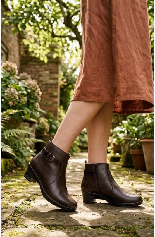 Paath Collection Women’s Mid-Top Ankle Boots | Buckle Chelsea Boots with Zipper| Slip-On Boots for Women | Boot for Casual Outings