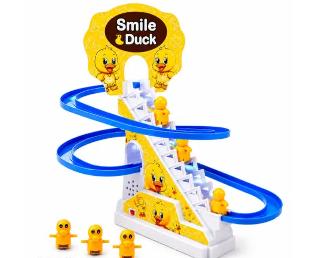 Nafhotoz Smile Duck Musical Stair Climbing Duck Toy with Rolling Ball Track (Multicolor)