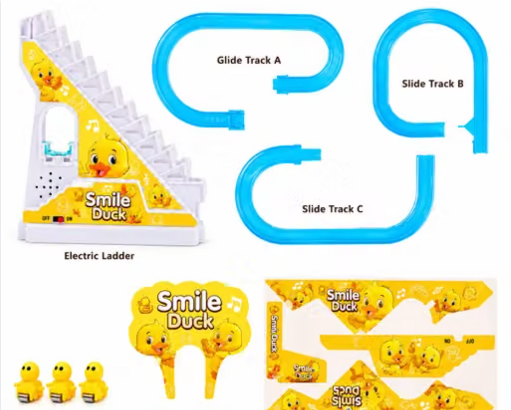 Nafhotoz Smile Duck Musical Stair Climbing Duck Toy with Rolling Ball Track (Multicolor)