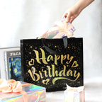 Birthday Gift Bag With Gold Shiny Stars Reusable Party Gift Bags (1 Pc)