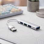 Usb To Four Port Usb Hub Multi Interface Adapter For Laptop And Computer (1 Pc)