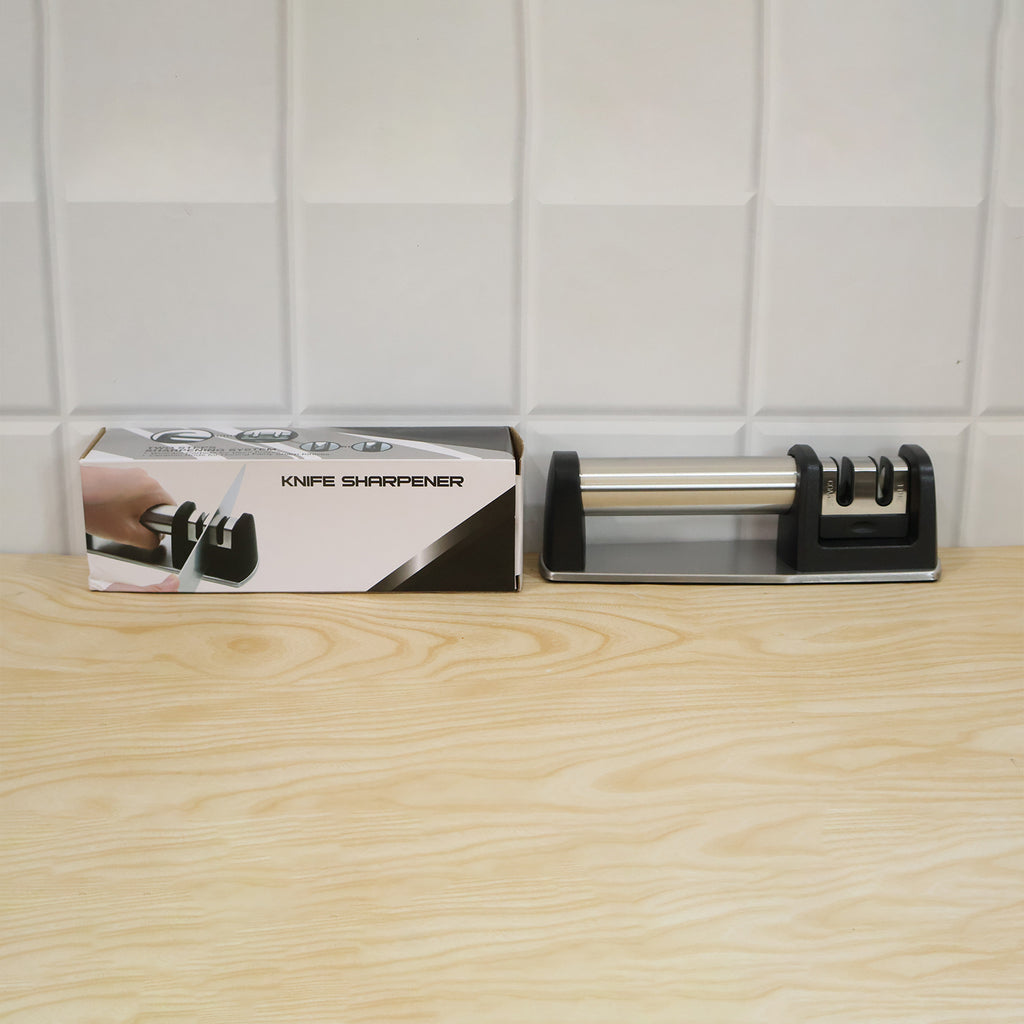 Two Stage Manual Knife Sharpener With Coarse And Fine Slots For Kitchen (1 Pc)