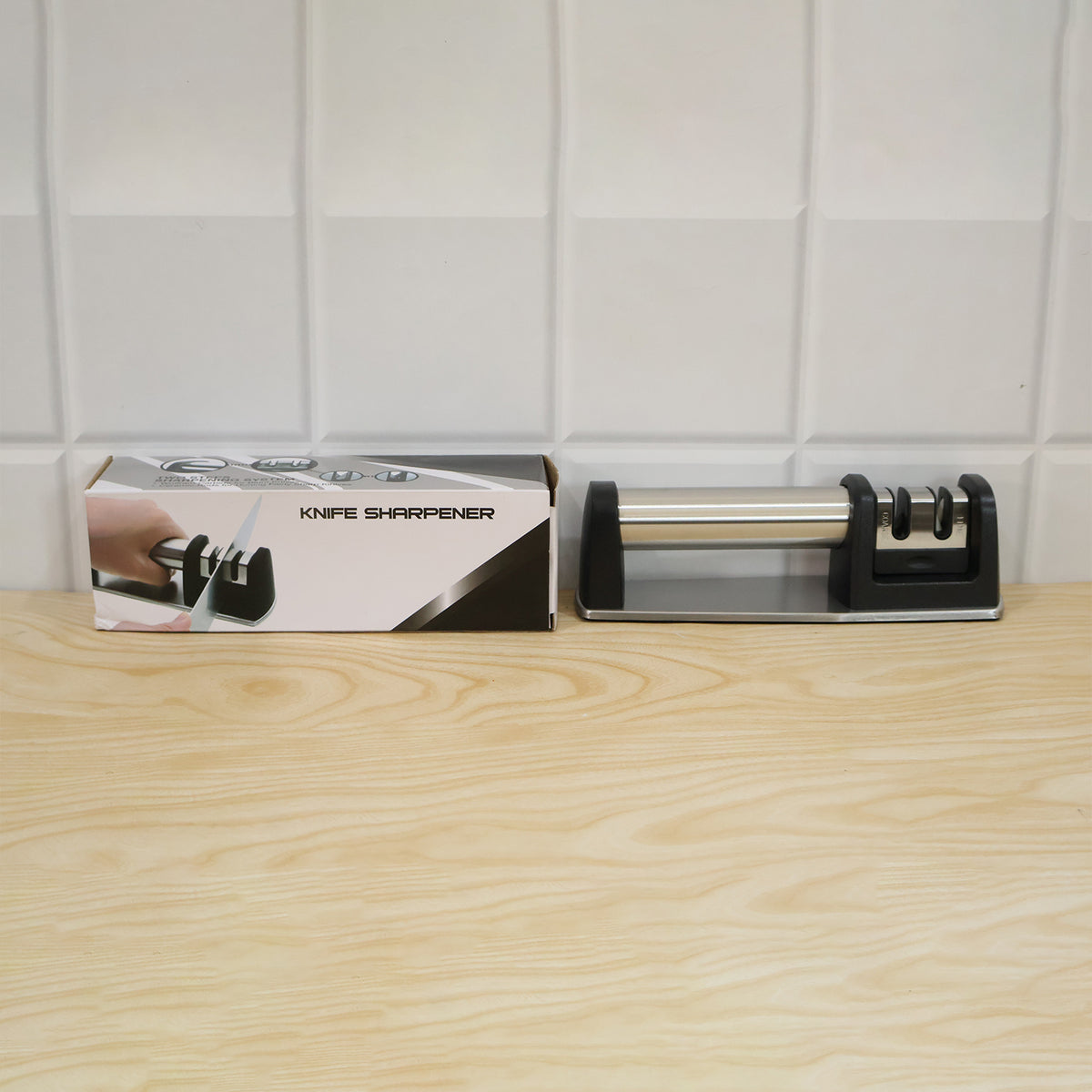 Two Stage Manual Knife Sharpener With Coarse And Fine Slots For Kitchen (1 Pc)