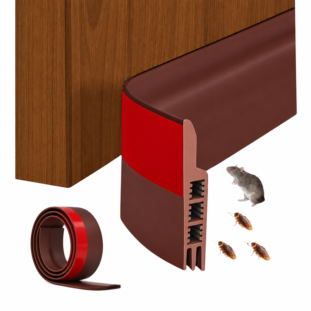 Adhesive Under-Door Draft Stopper & Door Seal – 1 Metre, Coffee Brown