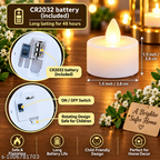 HD LED tealight candle details: CR2032 battery included, on/off switch, 3.8 cm size