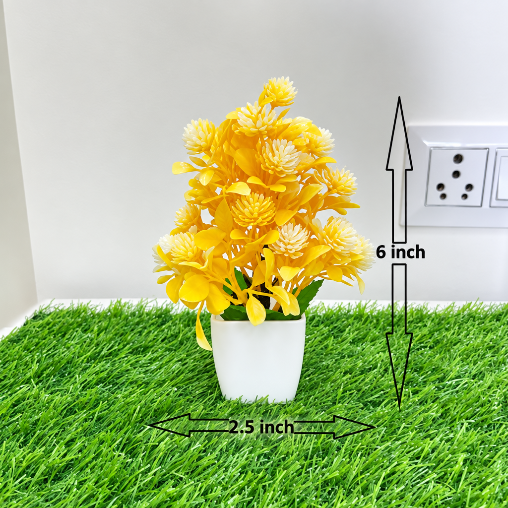 Yellow artificial plant with size reference
