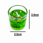 HD green jelly gel candle size reference showing 2.5 cm height and width