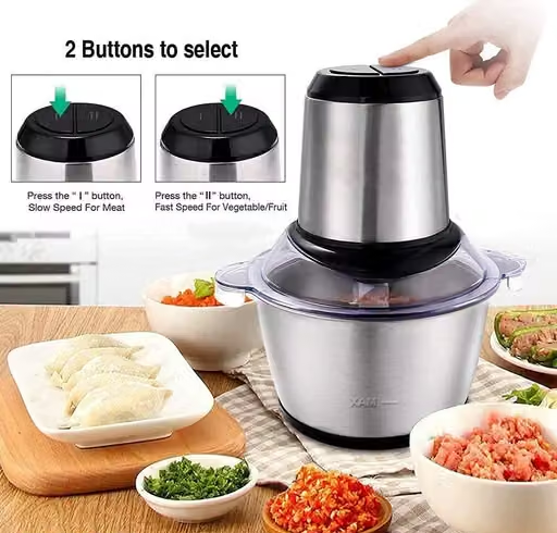 Electric chopper with two speed-selection buttons