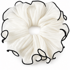 Cream French style scrunchie showing approx. 17 cm diameter size