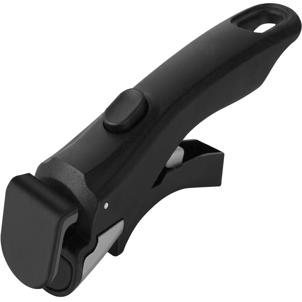 Black detachable cookware handle with one-touch lock