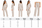 Garment size chart with bust, shoulder, waist and length measurements
