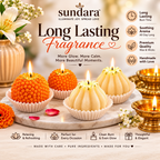Ladoo and modak candles in a festive display