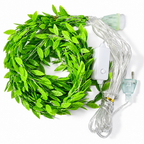 Coiled leaf lights with wires, controller and plug