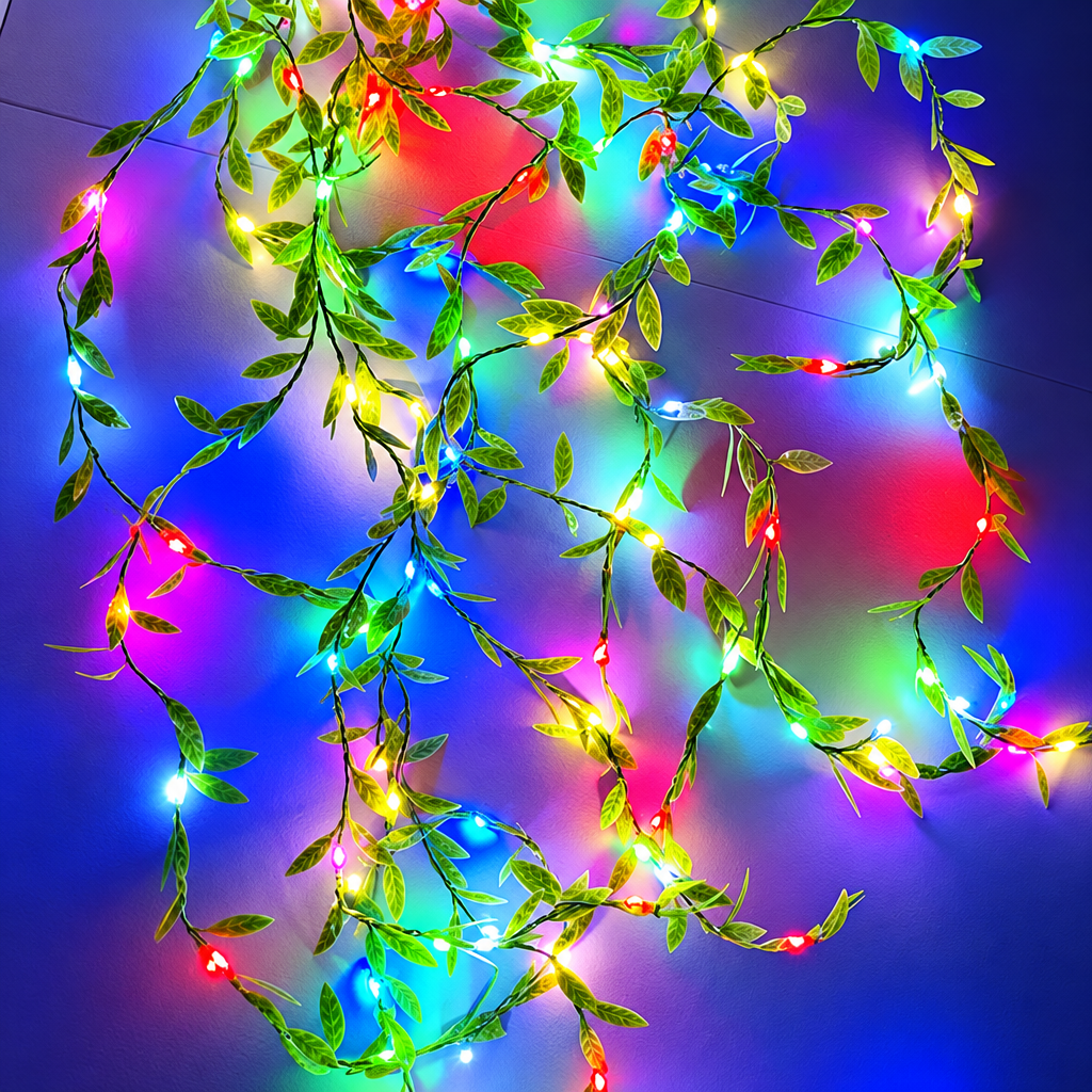Multicolour leaf lights illuminated