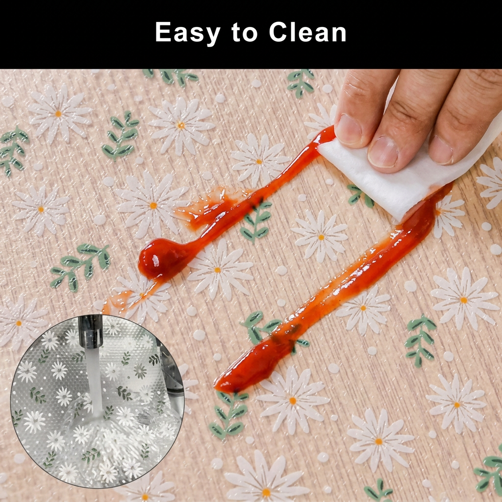 PVC floral shelf liner cleaning demonstration