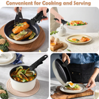 Detachable cookware handle cooking and serving examples