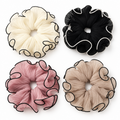 Pack of 4 French style scrunchies in cream, black, pink and beige