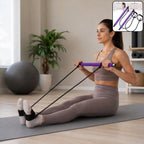 Fitness Exercise Tube Rod Gym Equipment Pilates Bar With Resistance Bands (2 Pc)