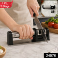 Two Stage Manual Knife Sharpener With Coarse And Fine Slots For Kitchen (1 Pc)