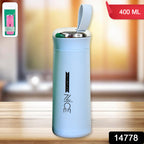 Water Bottle 400ml Leak Proof Glass Water Bottle With Daily Water Intake For Gym And Children Nice Bottle (1 Pc  Light Blue Color)