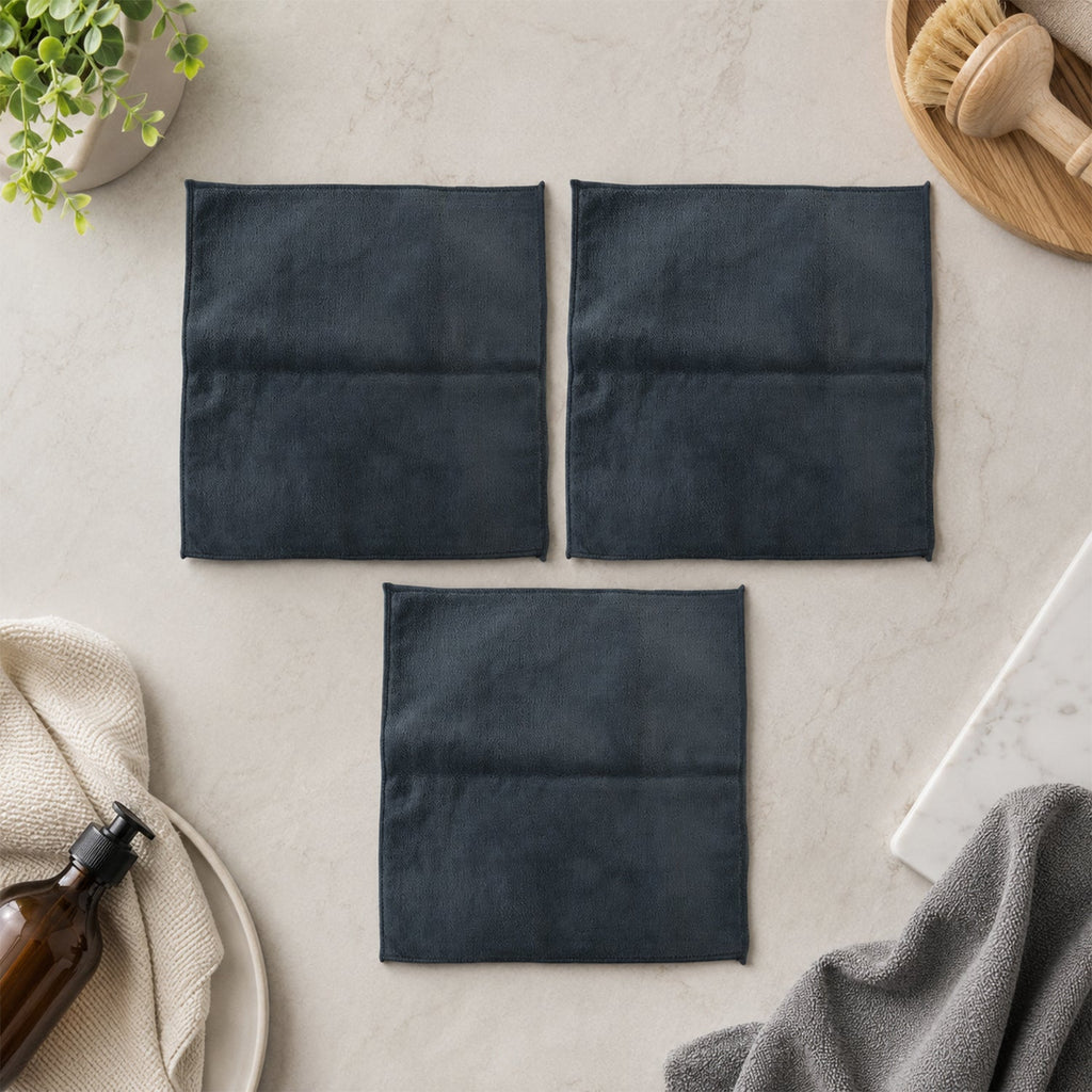 Soft Absorbent Microfiber Cleaning Towel 30 X 30 Cm Pack Of 3 Lint Free (3 Pc)