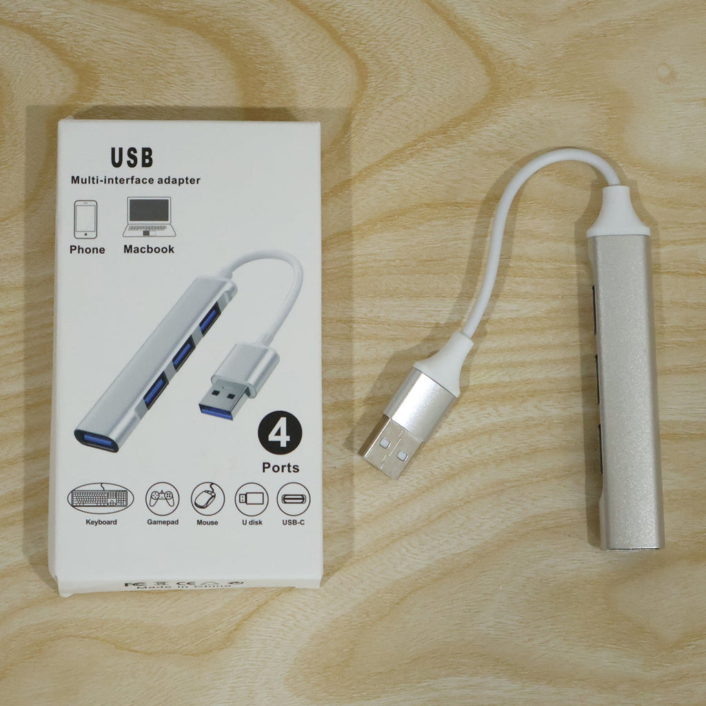 Usb To Four Port Usb Hub Multi Interface Adapter For Laptop And Computer (1 Pc)