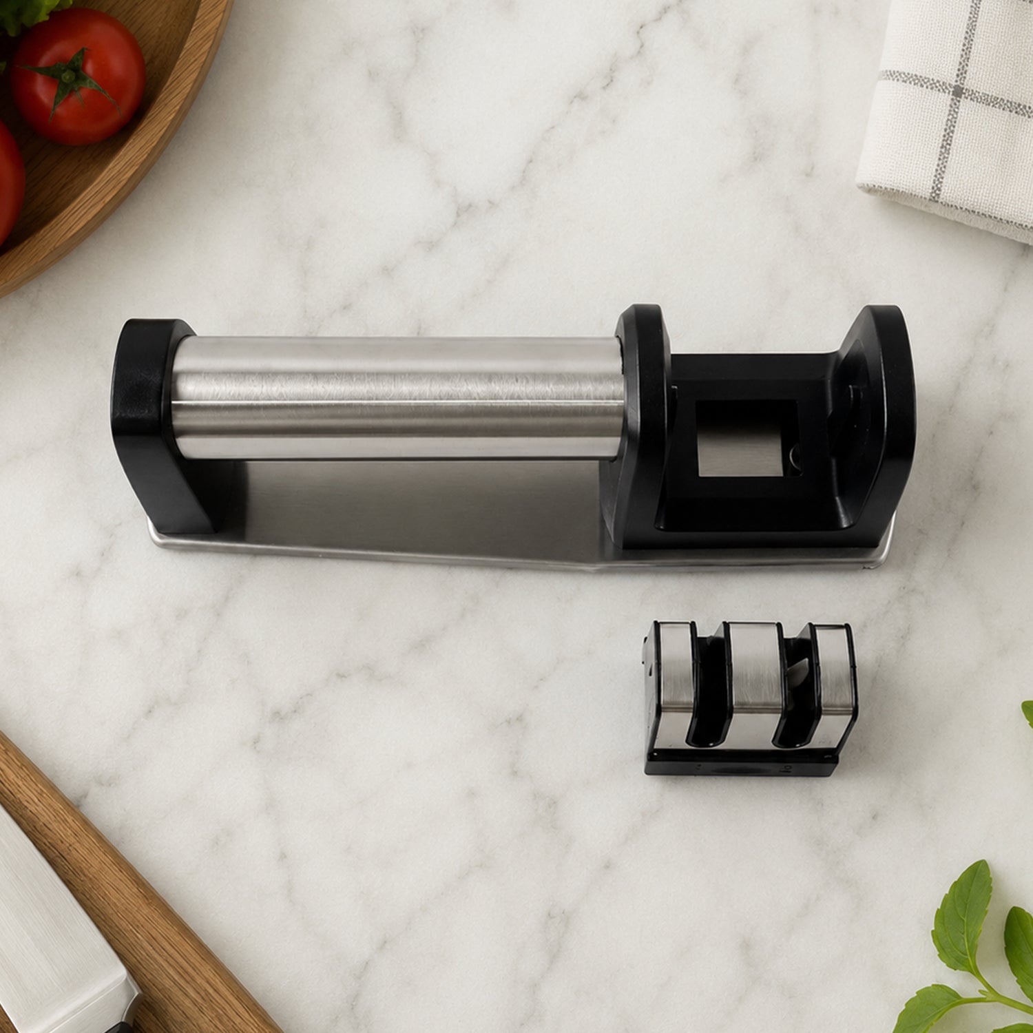 Two Stage Manual Knife Sharpener With Coarse And Fine Slots For Kitchen (1 Pc)